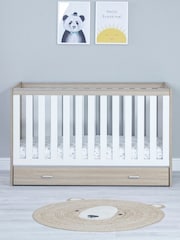 Babymore Oak White Veni Cot Bed With Drawer - Image 1 of 5