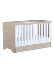 Babymore Oak White Veni Cot Bed With Drawer - Image 5 of 5