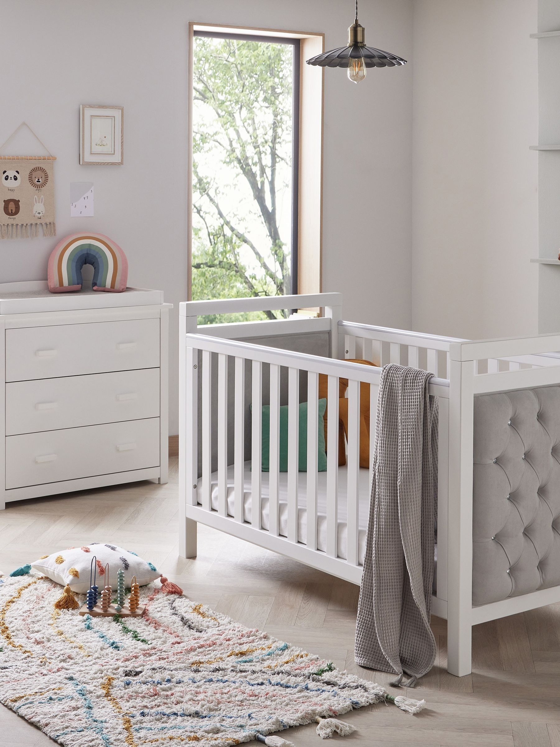 Babymore Unisex Infant White Velvet Deluxe 2 Piece Furniture Set