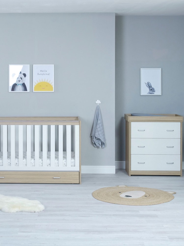 Babymore Oak White 2 Piece Veni Furniture Set with Drawer - Image 2 of 5