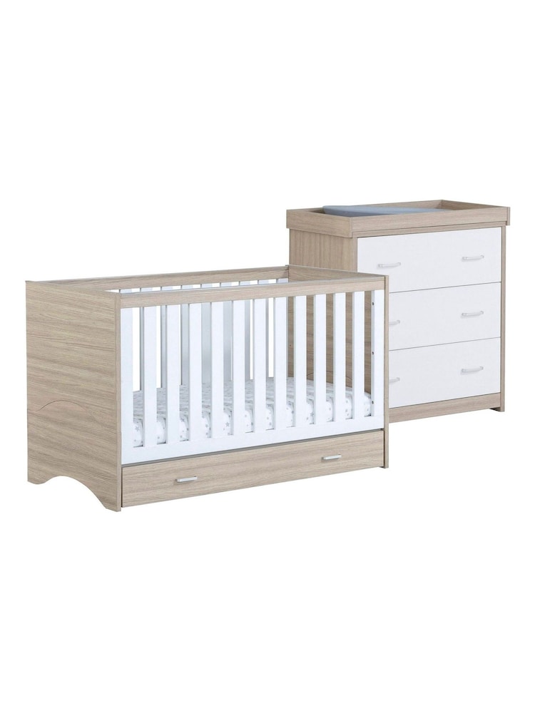 Babymore Oak White 2 Piece Veni Furniture Set with Drawer - Image 5 of 5