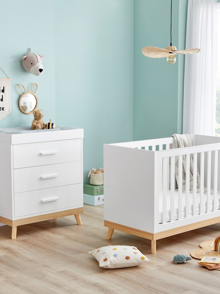 Babymore White Mini Mona Nursery Furniture Set 2 Piece - Image 1 of 5