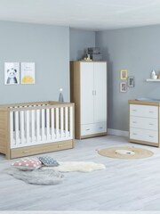 Babymore Oak White Luno 3 Piece Furniture Set with Drawer - Image 1 of 6