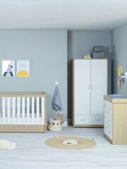 Babymore Oak White Luno 3 Piece Furniture Set with Drawer - Image 2 of 6