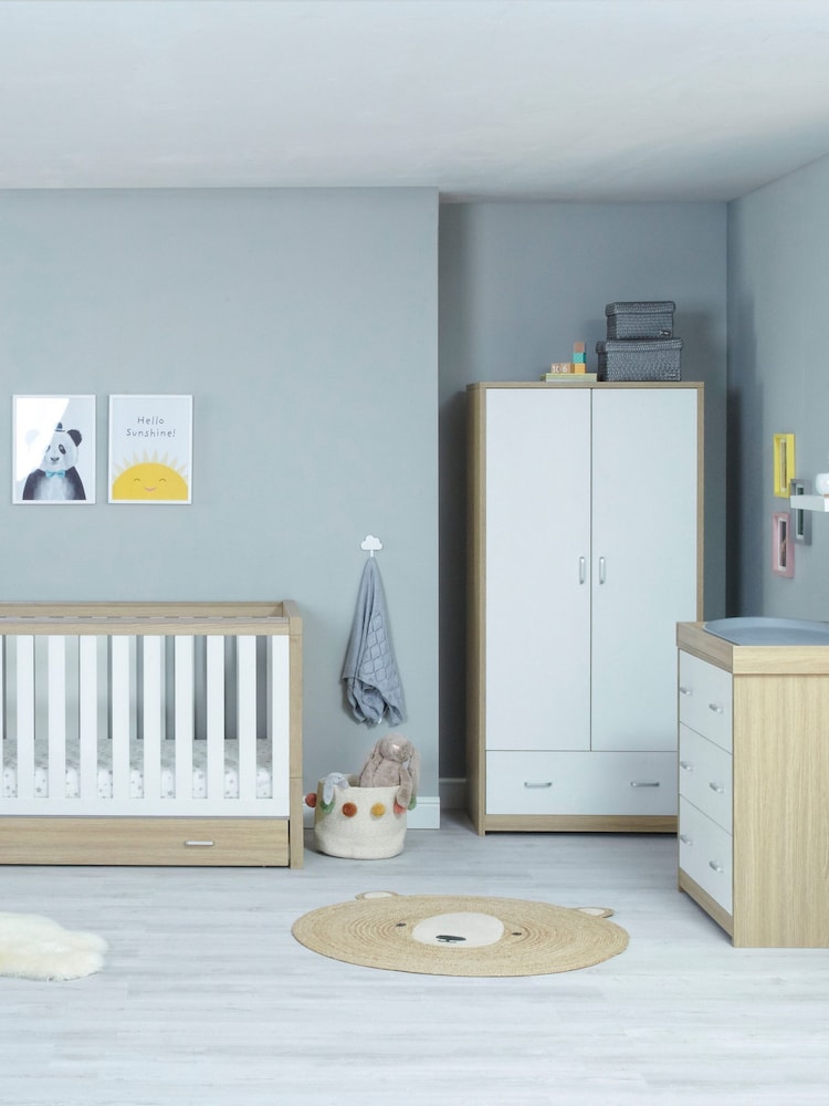 Babymore Oak White Luno 3 Piece Furniture Set with Drawer - Image 2 of 6
