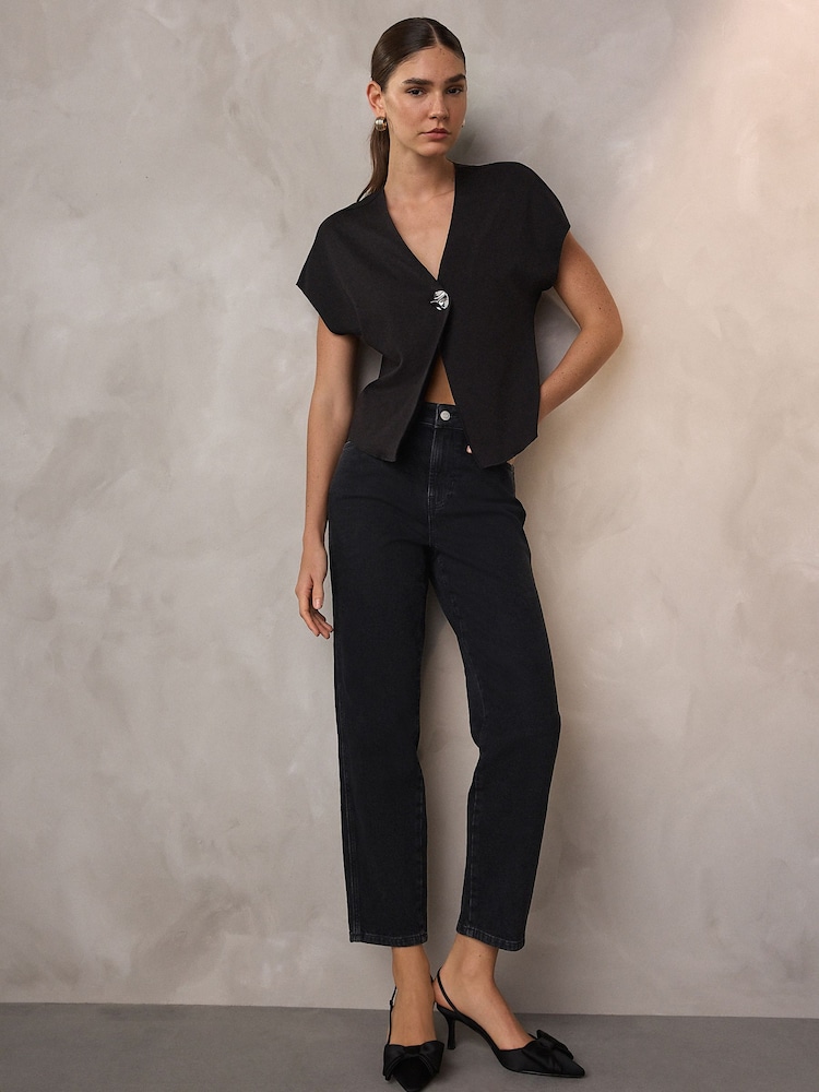 Black Stovepipe Straight Leg Jeans - Image 1 of 9