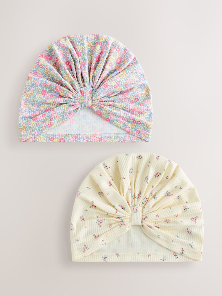 Pink Ditsy Jersey Turban Beanie 2 Pack (3mths-16yrs) - Image 1 of 5