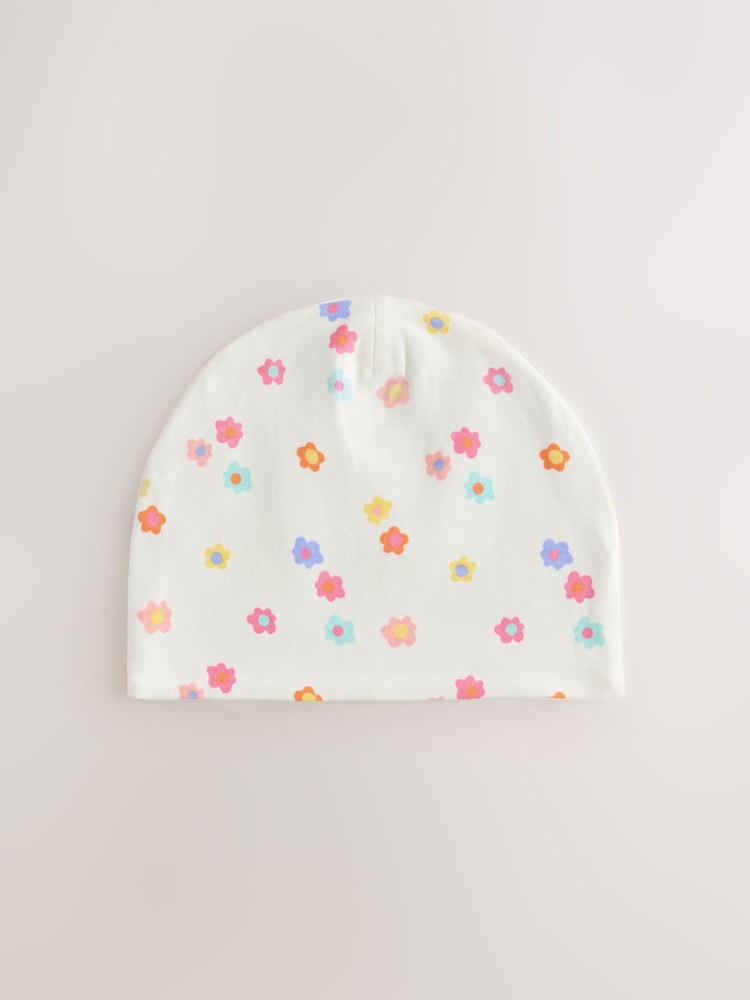 Pink Heart/Green Flower Jersey Beanie 2 Pack (3mths-16yrs) - Image 2 of 5