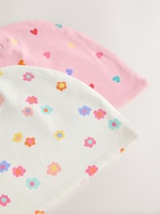 Pink Heart/Green Flower Jersey Beanie 2 Pack (3mths-16yrs) - Image 4 of 5