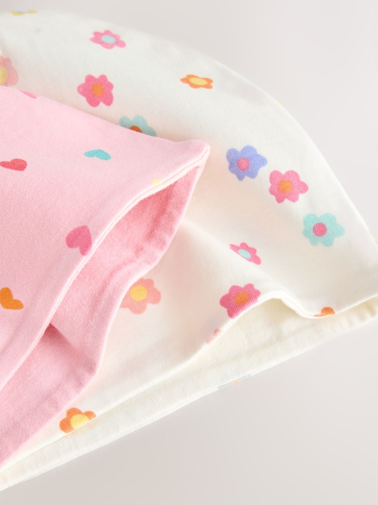 Pink Heart/Green Flower Jersey Beanie 2 Pack (3mths-16yrs) - Image 5 of 5