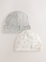 Stone Bow Jersey Beanie 2 Pack (3mths-16yrs) - Image 1 of 5
