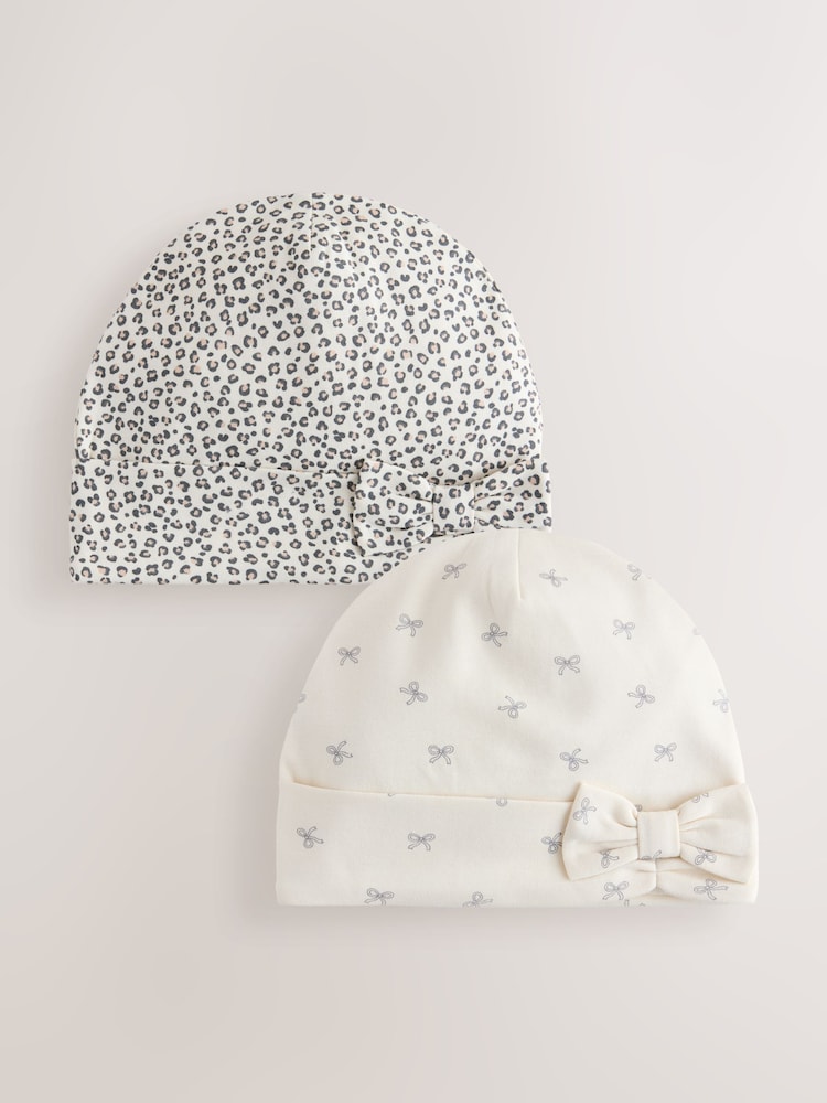 Stone Bow Jersey Beanie 2 Pack (3mths-16yrs) - Image 1 of 5