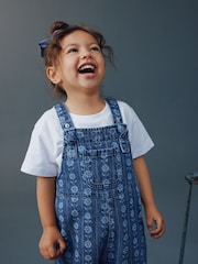 Mid Blue Floral Print Dungarees (3mths-7yrs) - Image 3 of 7