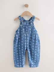 Mid Blue Floral Print Dungarees (3mths-7yrs) - Image 4 of 7
