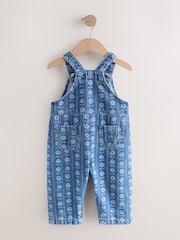 Mid Blue Floral Print Dungarees (3mths-7yrs) - Image 5 of 7