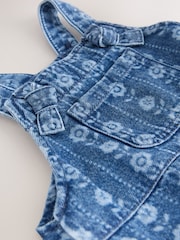 Mid Blue Floral Print Dungarees (3mths-7yrs) - Image 6 of 7