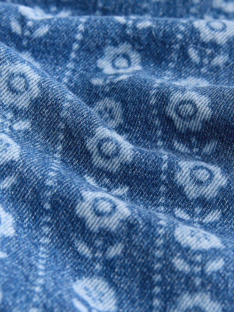 Mid Blue Floral Print Dungarees (3mths-7yrs) - Image 7 of 7