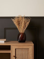 BHS Brown Lenticular Spiral Cognac Glass Vase - Image 1 of 5