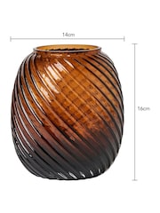 BHS Brown Lenticular Spiral Cognac Glass Vase - Image 4 of 5