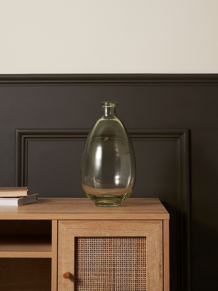 BHS Green Tall Recycled Round Glass Vase - Image 2 of 5