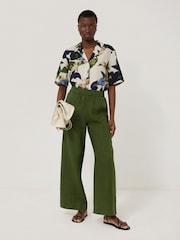 Jigsaw Green 100% Linen Wide Leg Trousers - Image 2 of 6