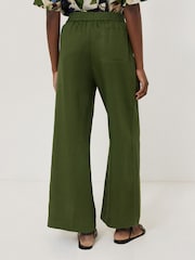 Jigsaw Green 100% Linen Wide Leg Trousers - Image 3 of 6