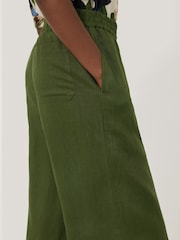 Jigsaw Green 100% Linen Wide Leg Trousers - Image 4 of 6