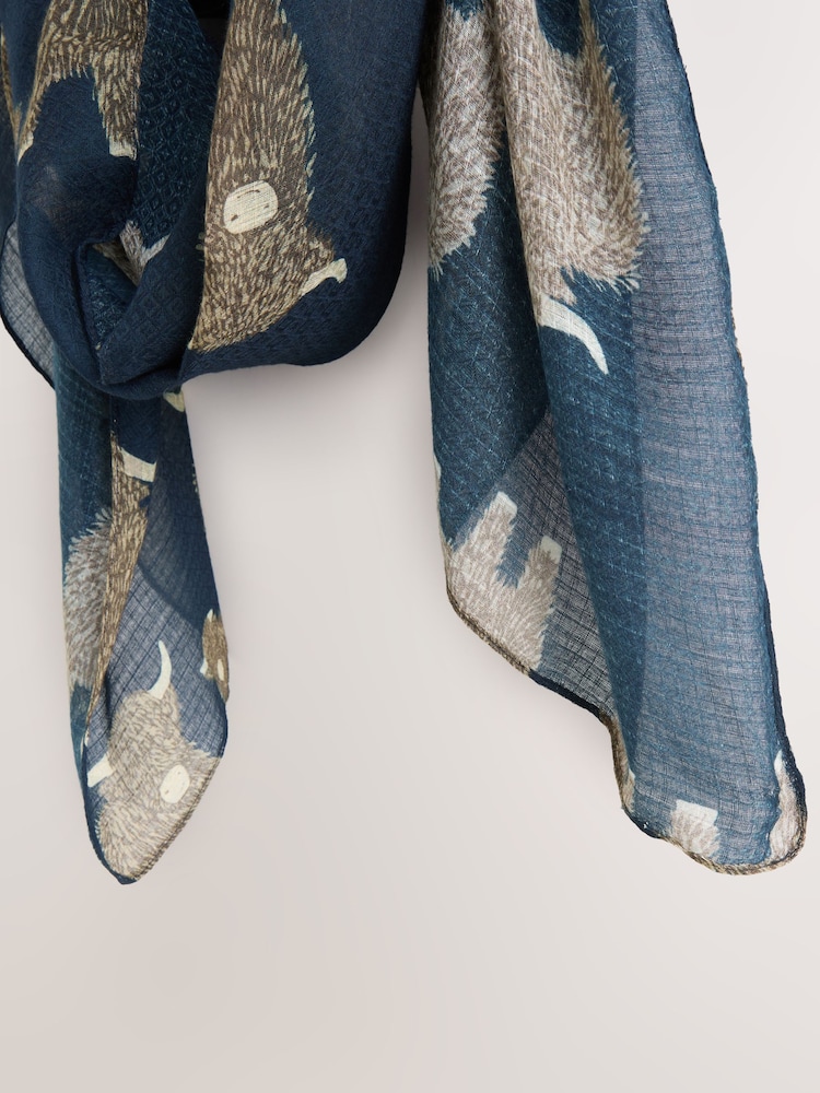 Navy Hamish Print Lightweight Scarf - Image 3 of 3