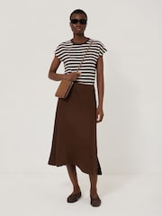 Jigsaw Brown 100% Linen Wrap Detail Skirt - Image 1 of 5