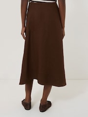 Jigsaw Brown 100% Linen Wrap Detail Skirt - Image 3 of 5