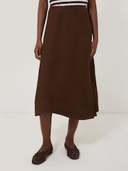 Jigsaw Brown 100% Linen Wrap Detail Skirt - Image 4 of 5