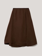 Jigsaw Brown 100% Linen Wrap Detail Skirt - Image 5 of 5