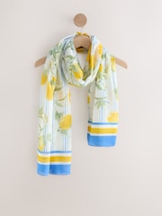 Blue/White Stripe with Lemon Motif - Leichter Schal - Bild 1 von 3