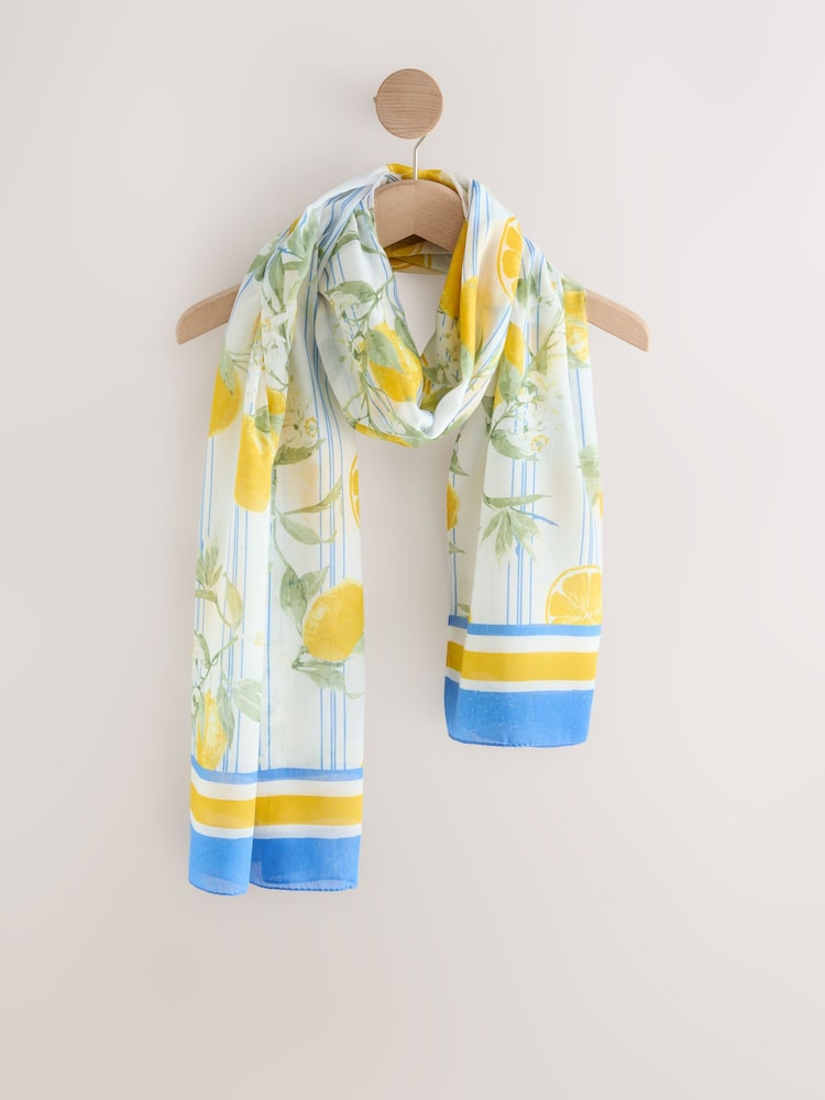 Blue/White Stripe with Lemon Motif - Leichter Schal - Bild 1 von 3