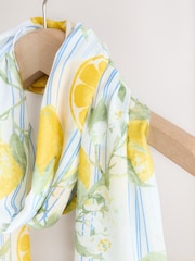 Blue/White Stripe with Lemon Motif - Leichter Schal - Bild 2 von 3