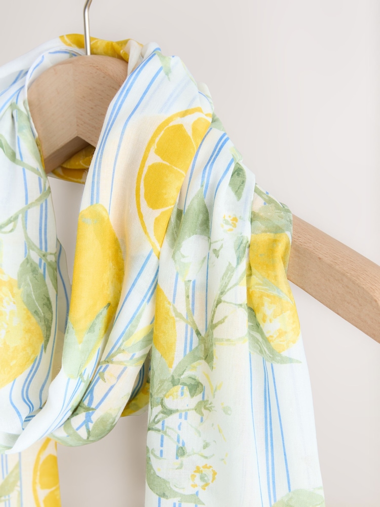 Blue/White Stripe with Lemon Motif - Leichter Schal - Bild 2 von 3
