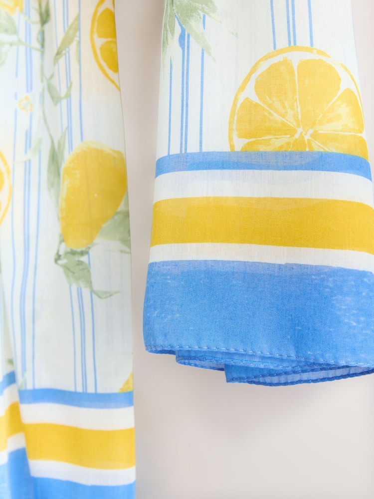 Blue/White Stripe with Lemon Motif - Leichter Schal - Bild 3 von 3