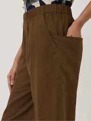 Jigsaw Brown Relaxed Mara 100% Linen Trousers - Image 3 of 6