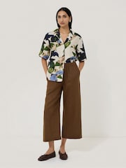 Jigsaw Brown Relaxed Mara 100% Linen Trousers - Image 4 of 6