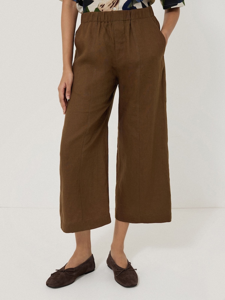 Jigsaw Brown Relaxed Mara 100% Linen Trousers - Image 6 of 6