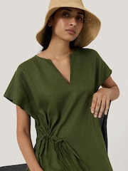Jigsaw Green 100% Linen Channel Midi Dress - Image 2 of 6