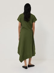 Jigsaw Green 100% Linen Channel Midi Dress - Image 3 of 6
