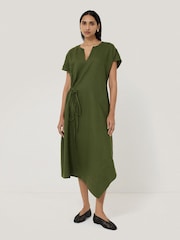 Jigsaw Green 100% Linen Channel Midi Dress - Image 4 of 6