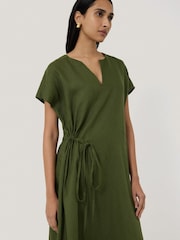 Jigsaw Green 100% Linen Channel Midi Dress - Image 5 of 6