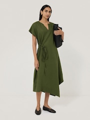 Jigsaw Green 100% Linen Channel Midi Dress - Image 6 of 6
