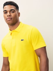 Lacoste Regular Fit Yellow Cotton Blend Ottoman Polo Shirt - Image 3 of 5