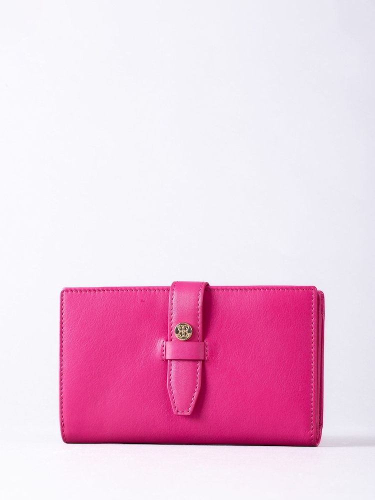 Lakeland Leather Pink Light Large Icon Stud Tab Purse - Image 1 of 5