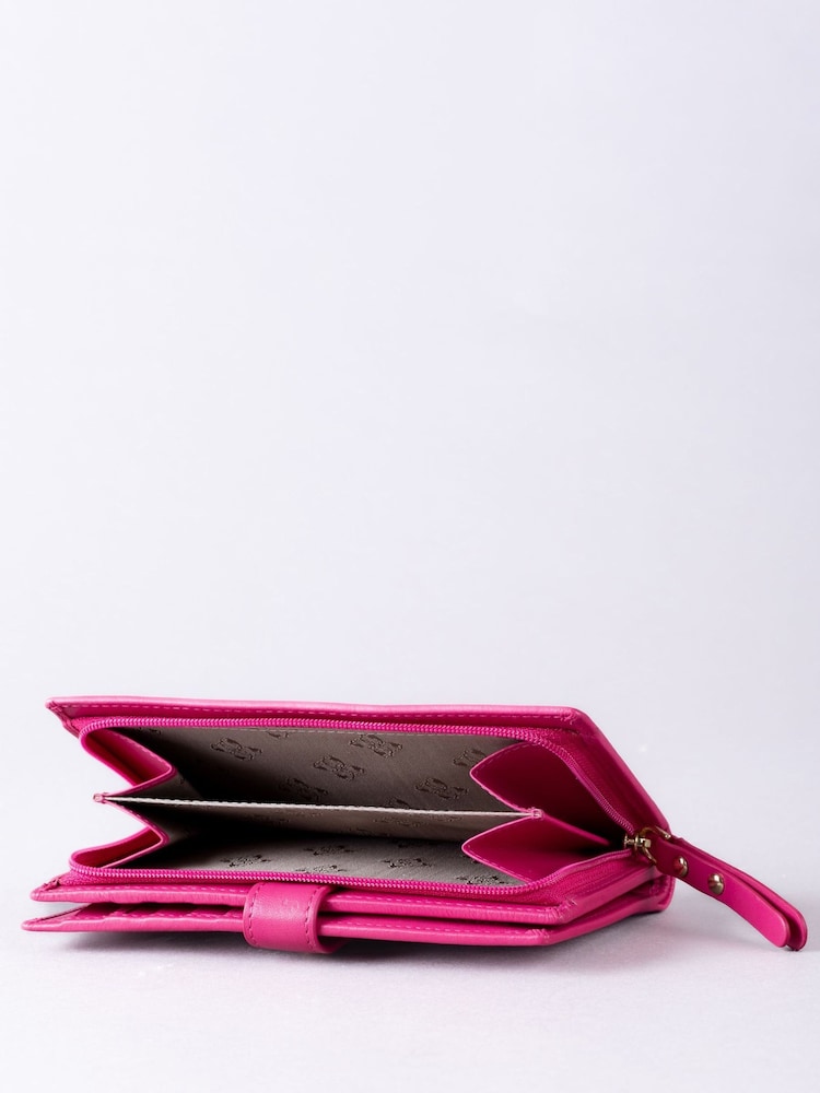 Lakeland Leather Pink Light Large Icon Stud Tab Purse - Image 3 of 5
