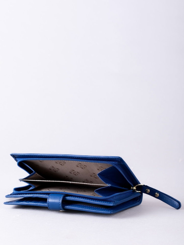 Lakeland Leather Blue Light Large Icon Stud Tab Purse - Image 2 of 4
