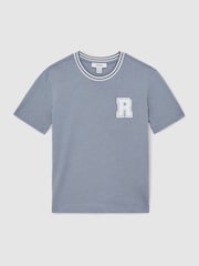 Airforce Blue - Reiss Palmers Cotton Letter Patch T-Shirt - Bild 2 von 4